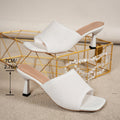 New Womens Outdoor Square-toe Slide Sandals With Chunky Heels