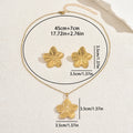 New Arrival Cross-border European American Women Jewelry Set, Geometric Electroplated Metal Floral Design Matching Flower Earrings & Necklace, Versatile Daily Neck Ear Ornaments