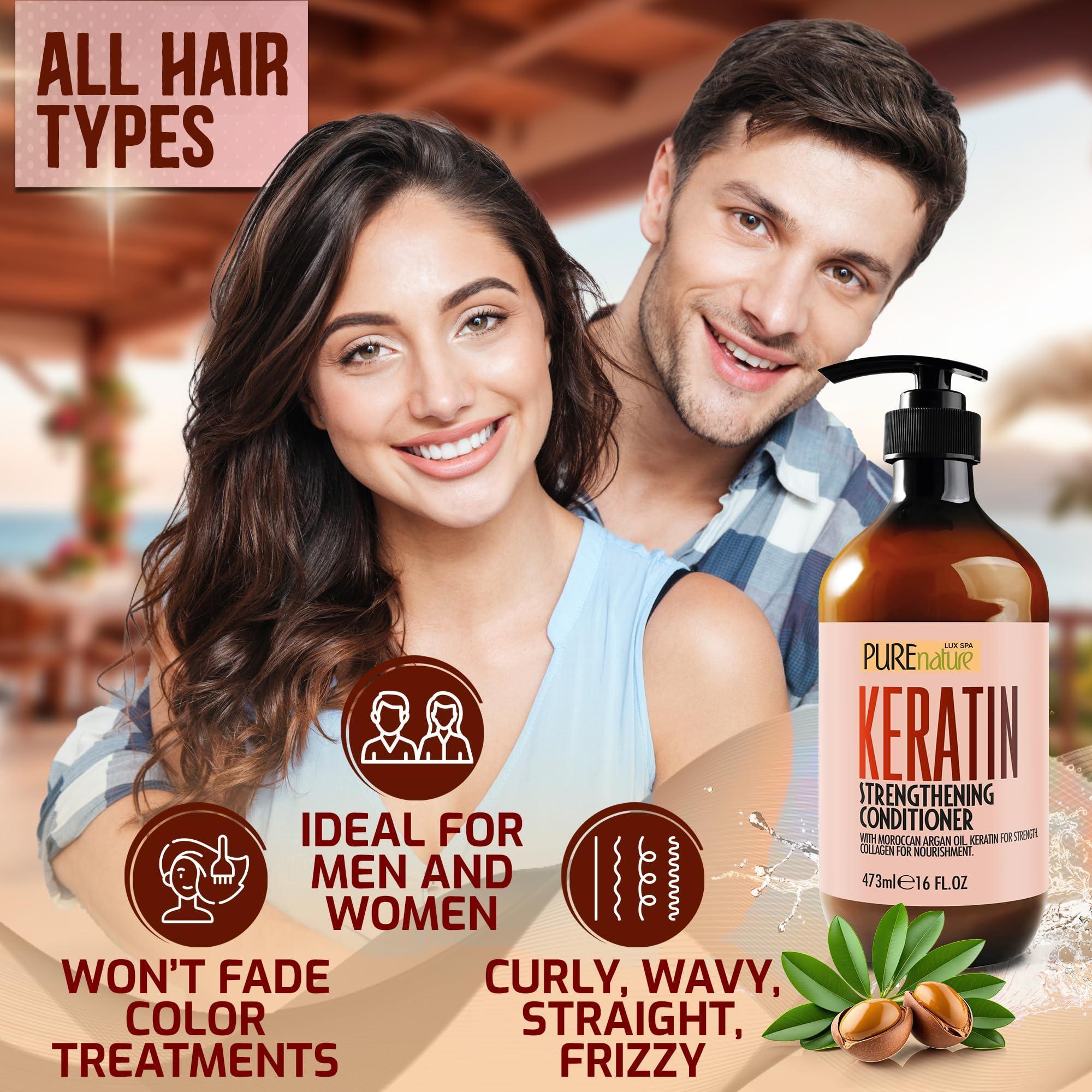 Keratin Conditioner for Women and Men Deep Conditioning Treatment to Repair Dry Damaged Hair and Split Ends 16 Fl Oz Strengthening Sulfate Free Formula