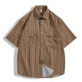 Men's Summer Seersucker Striped Short Sleeve Shirt