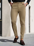 Mens Slim-Fit Solid-Color Stretch Cropped Dress Trousers