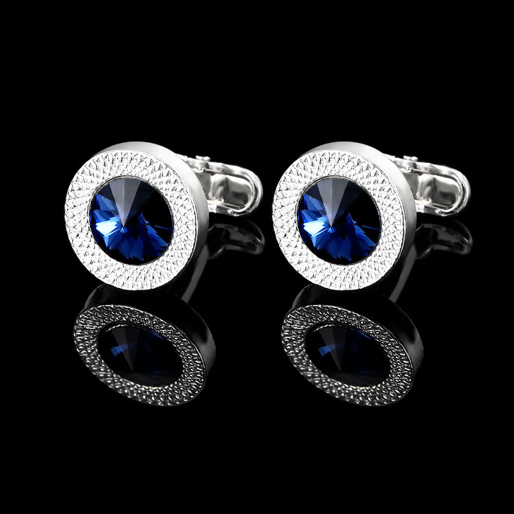 Men's Business European And American Fashion Blue Crystal Zircon Cufflinks