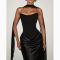Fashionable Sexy Figure-hugging Dress With Fluttering Ribbons