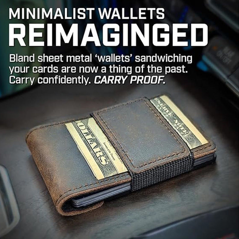 Metal And Leather Pull-Out Mens Wallet