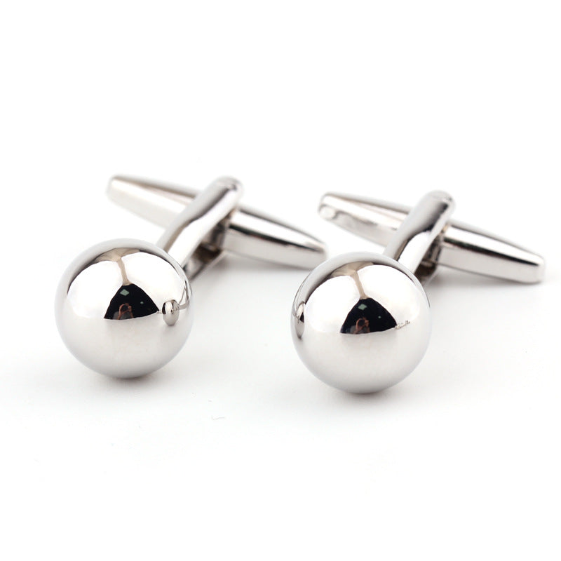 Silver Steel Ball Shape Metal Cufflinks French Shirt Men's Cufflink