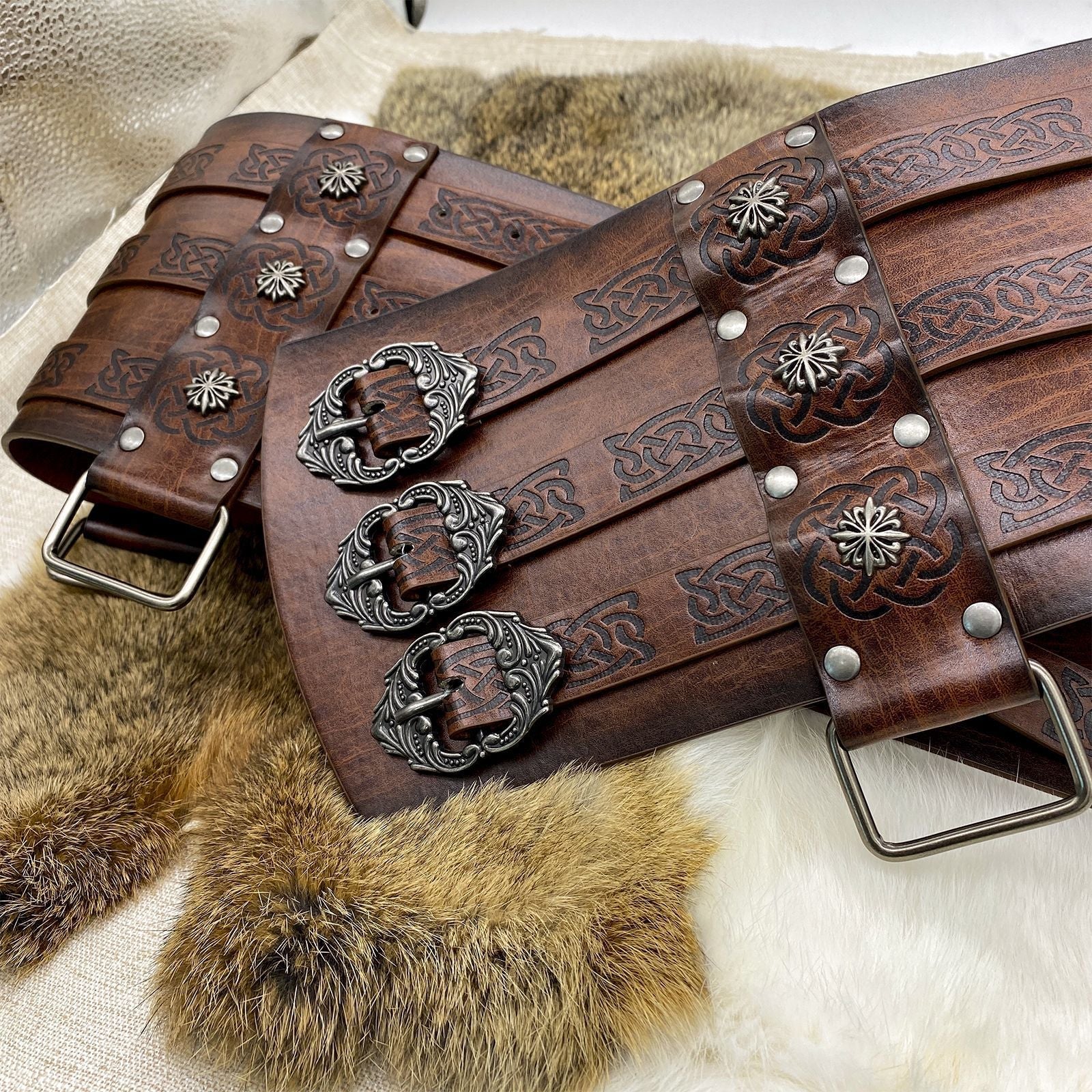 Nordic Viking Style Embossed Wide Belt
