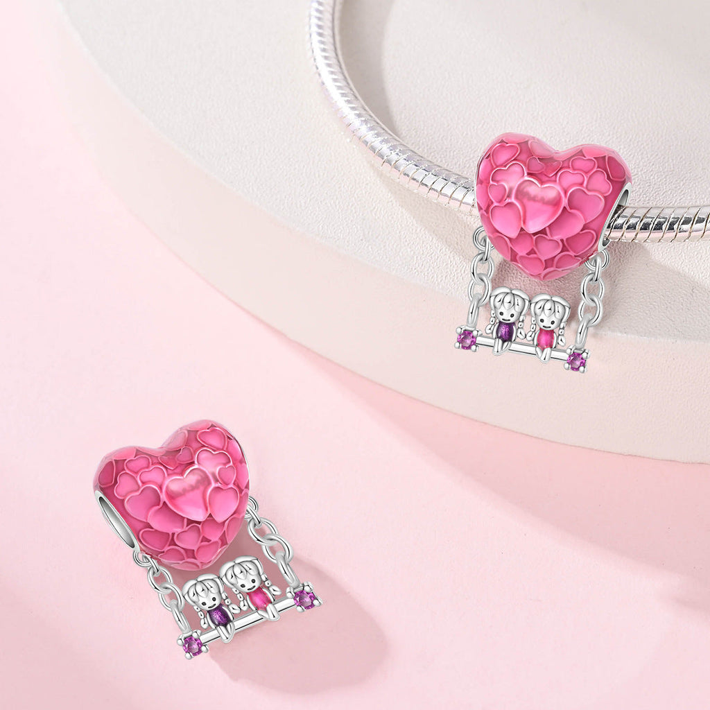 DIY Sisterhood Heart-shaped Bead Pendant Jewelry Accessory