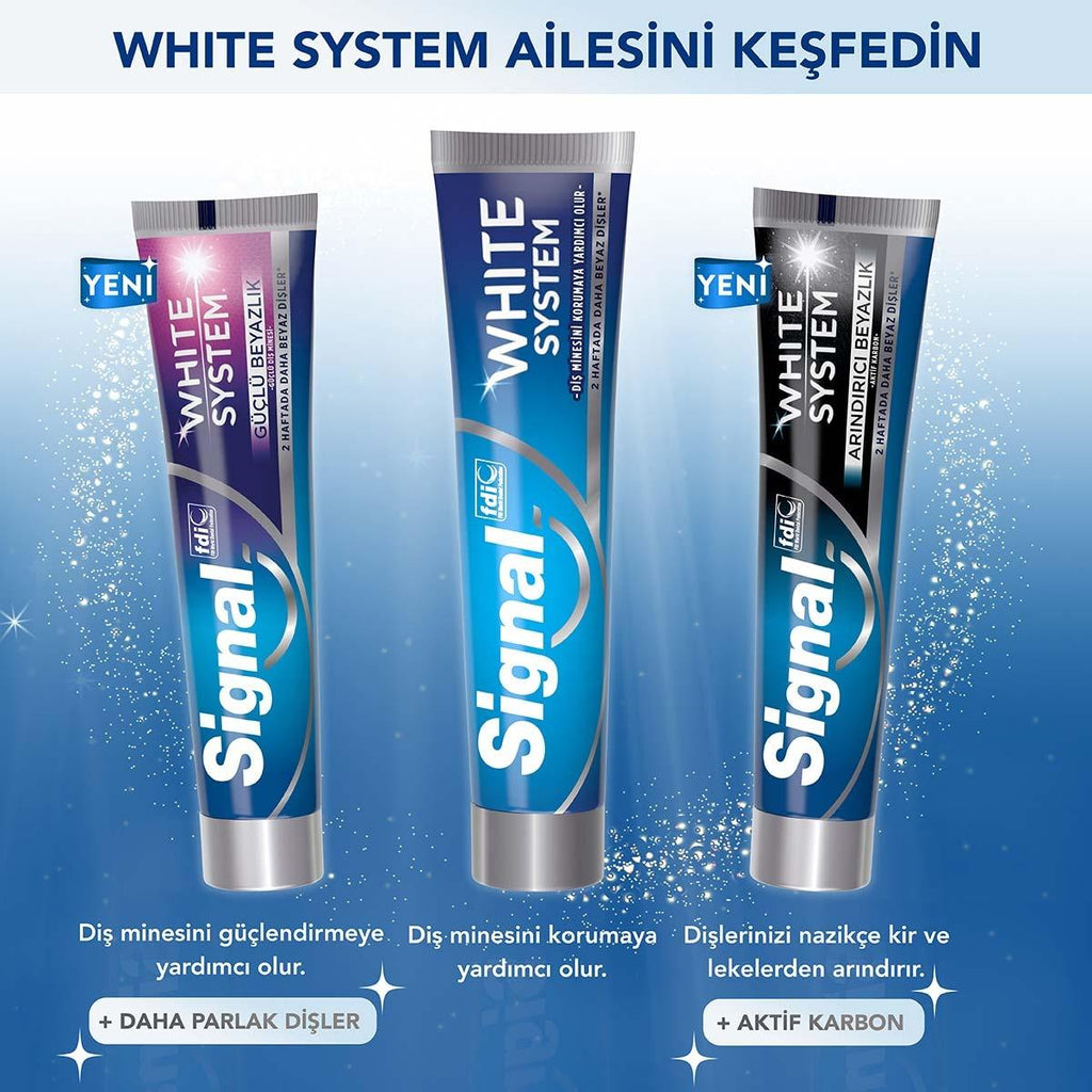 Signal White System Original Whitening Toothpaste - Natural Whitening Ingredients, Gentle on Teeth & Gums - 2.54 fl oz
