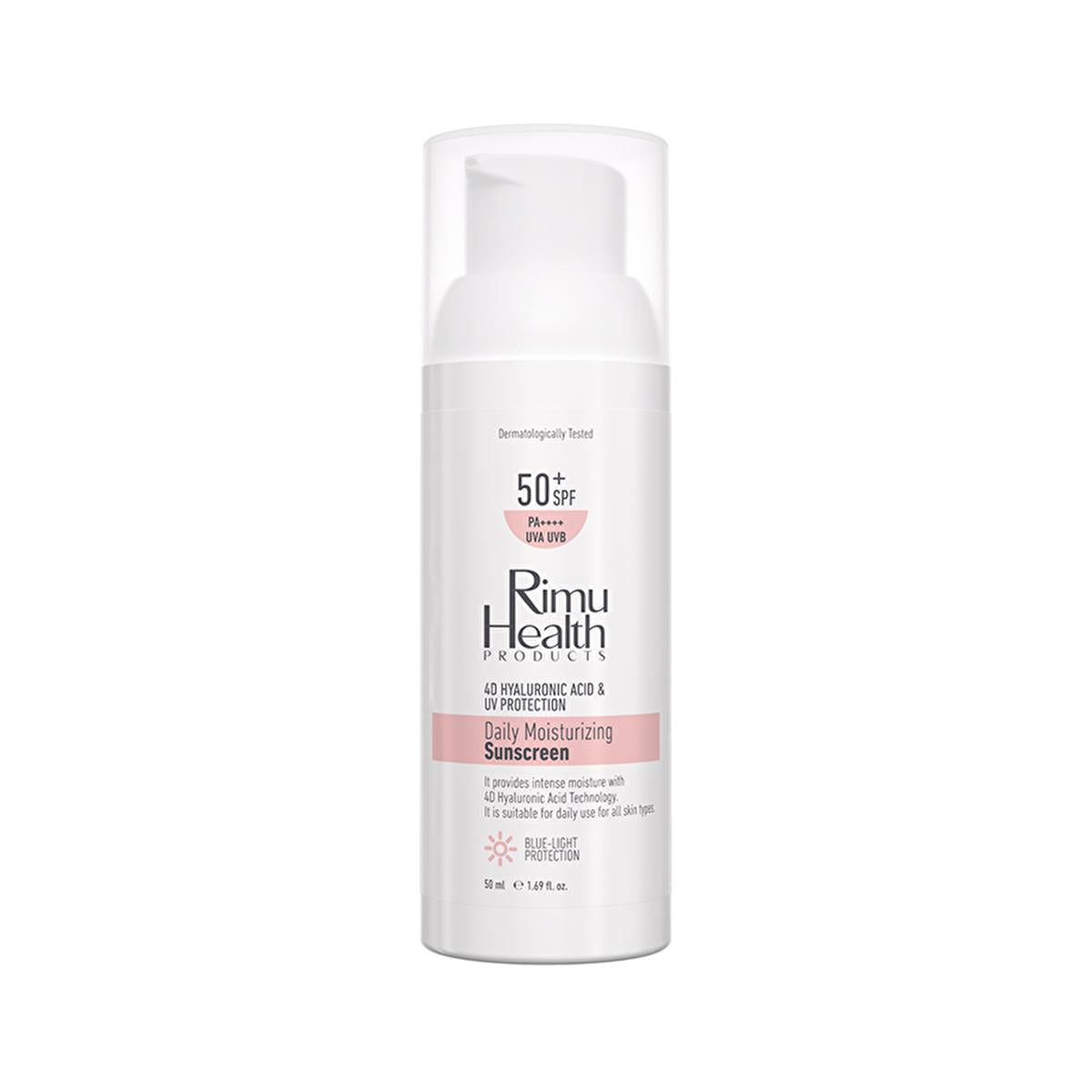 Rimu Health Hyaluronic Acid Daily Sunscreen - SPF UVA/UVB Protection, Lightweight, Moisturizing, Sensitive Skin - 50ml