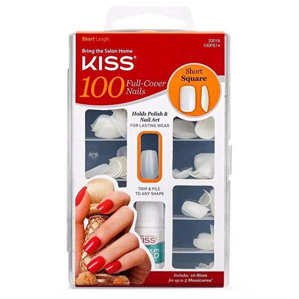 Kiss Square Tip Artificial Nails - 100 Count Fake Nails for Quick Nail Extensions & DIY Manicures