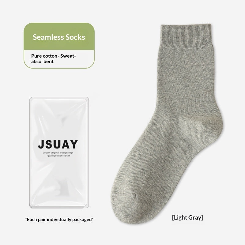 Men's Cotton Sweat-Absorbent Deodorizing And Antibacterial Mid-Calf Socks