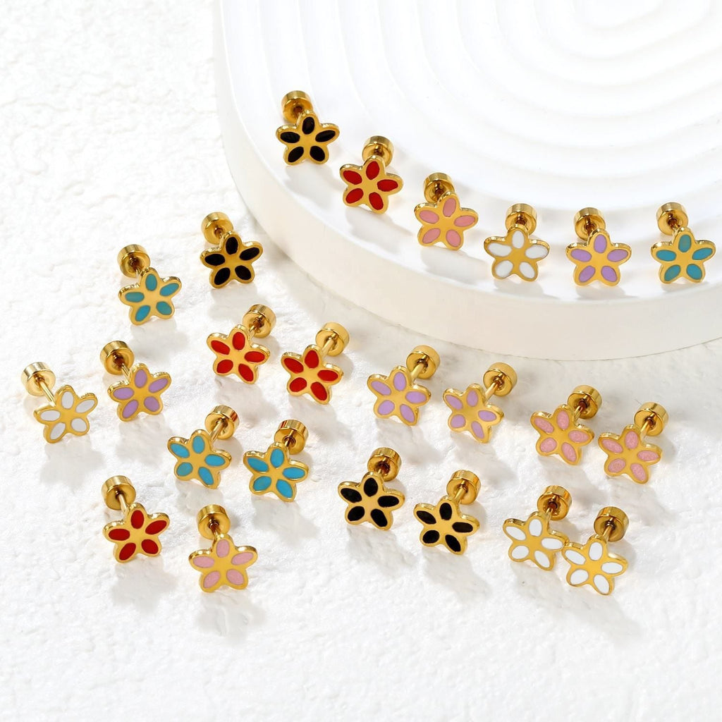 Cute And Sweet Crown-flower Earrings Stainless Steel Stud Earrings