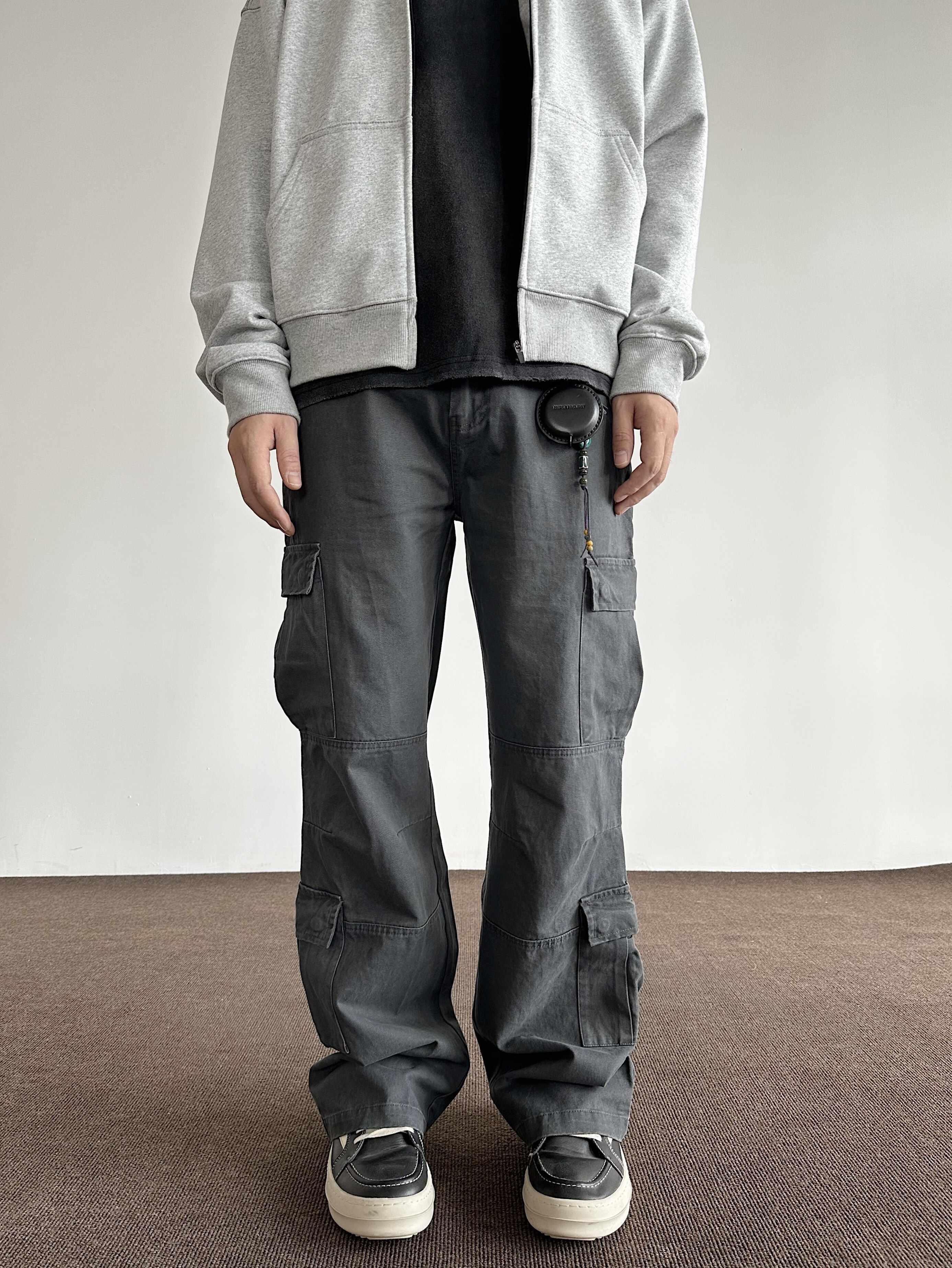 Retro Brushed Distressed Loose Straight Cargo Pants