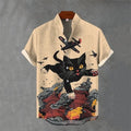 Animal-print Mens Shirt Summer Casual Short Sleeves