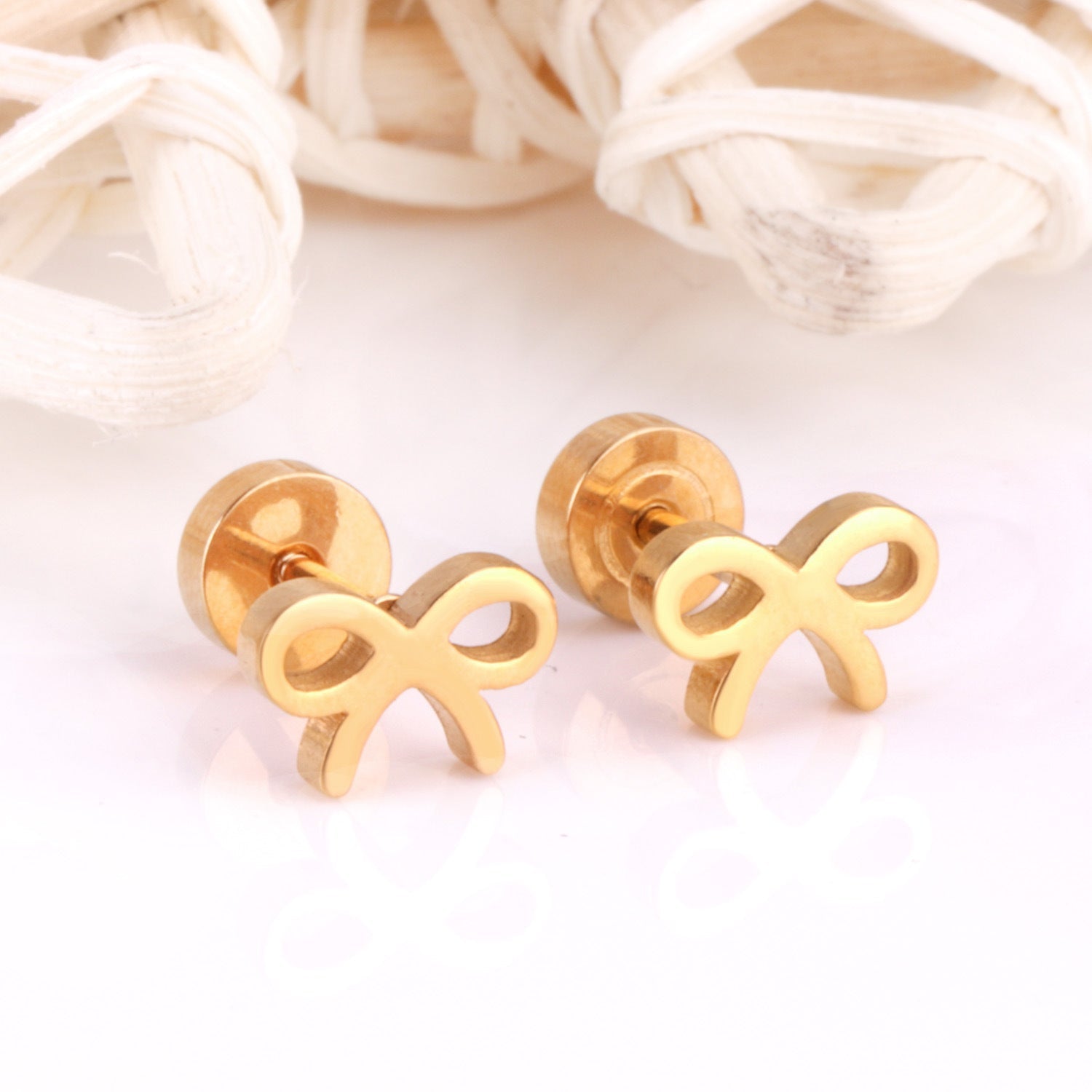 European And American Bow-knot Screw-back Stud Earrings