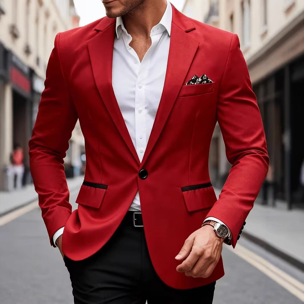 European-size Youth Business-Casual Color-Block Suit
