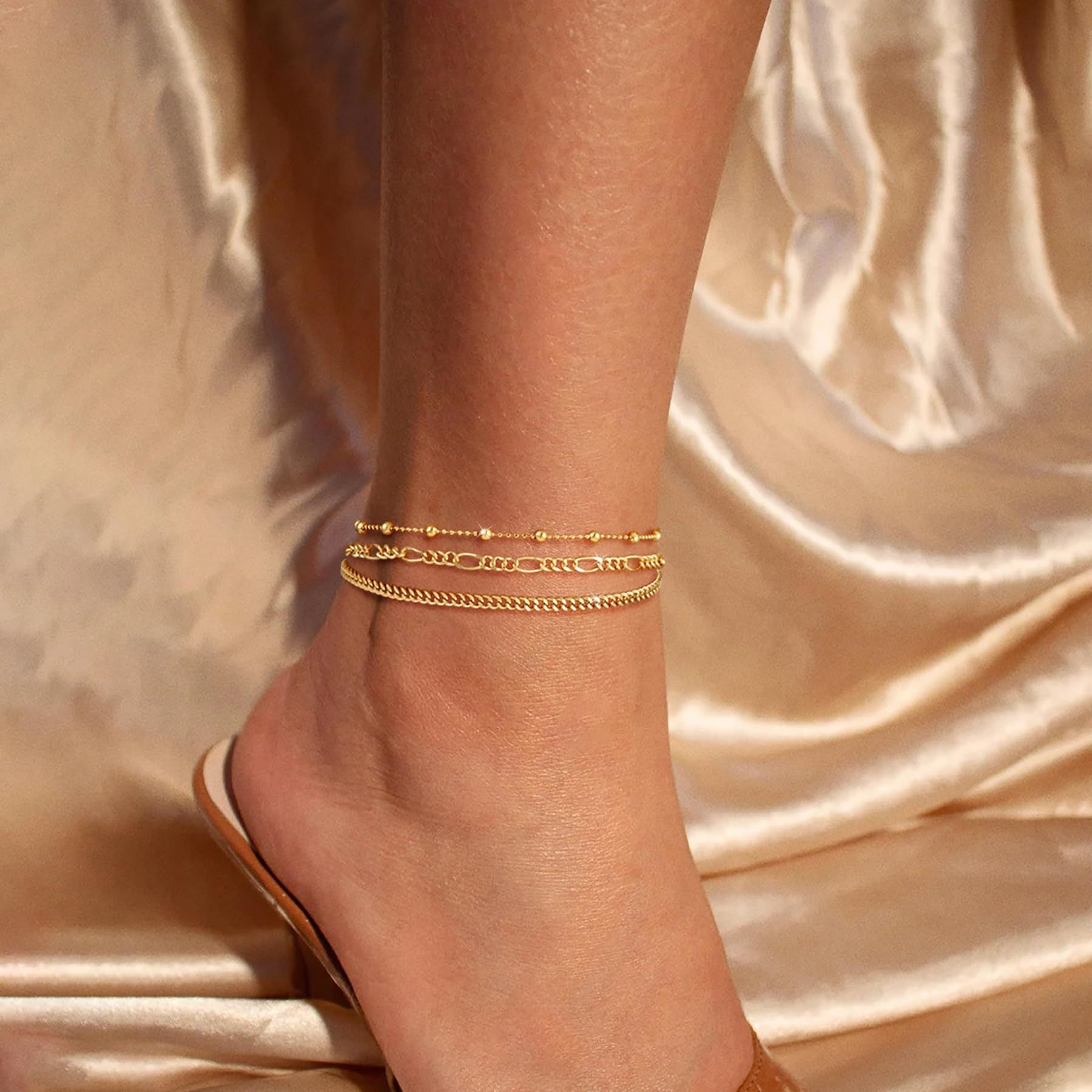 Retro Metal Versatile 3-piece Ankle Chain Set