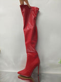 Stiletto-heeled Pointed-toe Thigh-high Boots Sexy Stretchy Skinny Boots