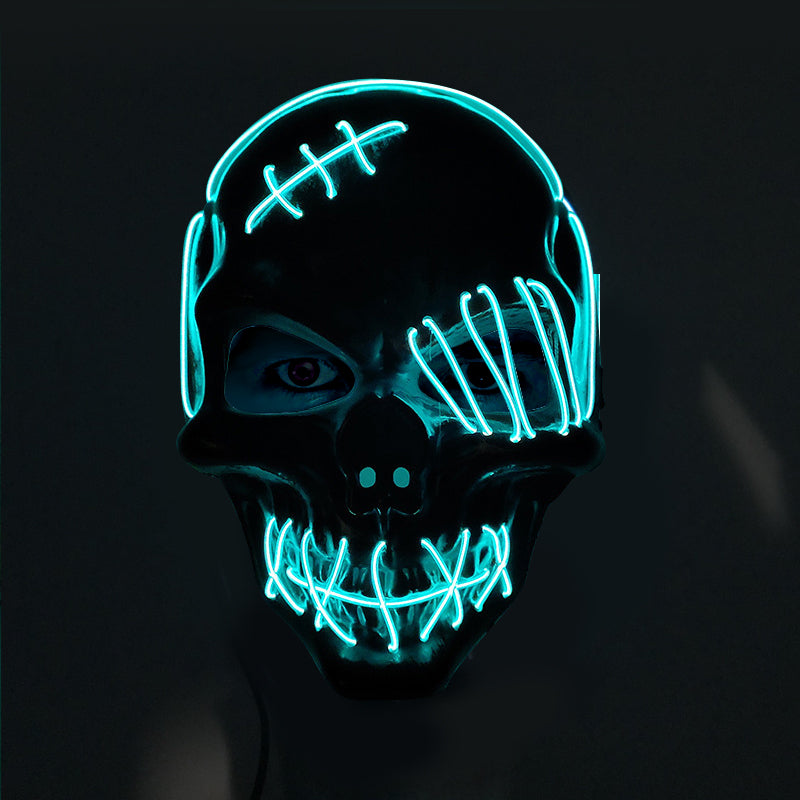 Halloween Scary One-Eyed Pirate Mask Cosplay Led Mask Adult Glowing Mask EL Wire Light Up For Halloween Festival Party Bar