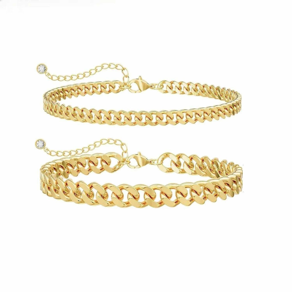 Cuban Chain Anklet  Stainless Steel Stackable Double-layer Foot Jewelry