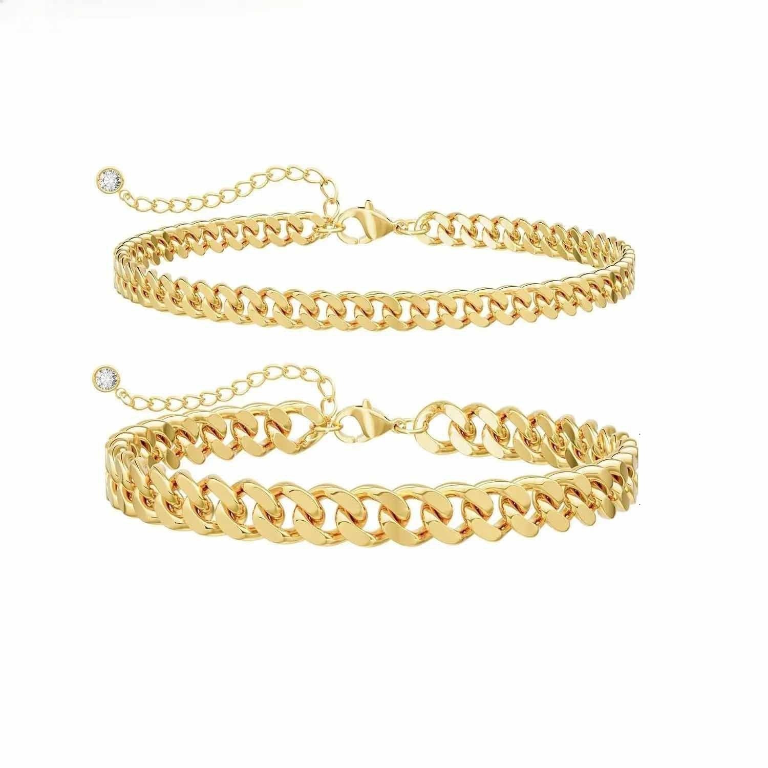 Cuban Chain Anklet  Stainless Steel Stackable Double-layer Foot Jewelry