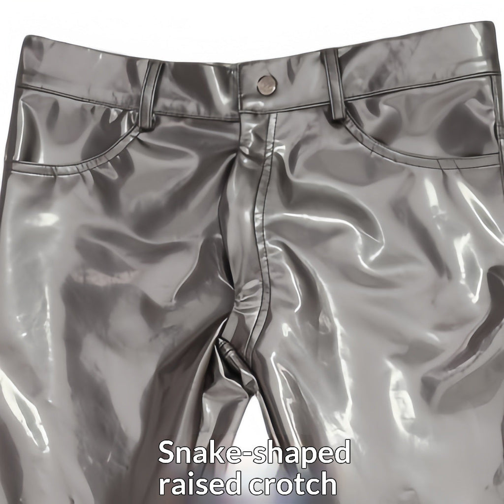 Mens Mirrored PU Latex Faux Leather Pants