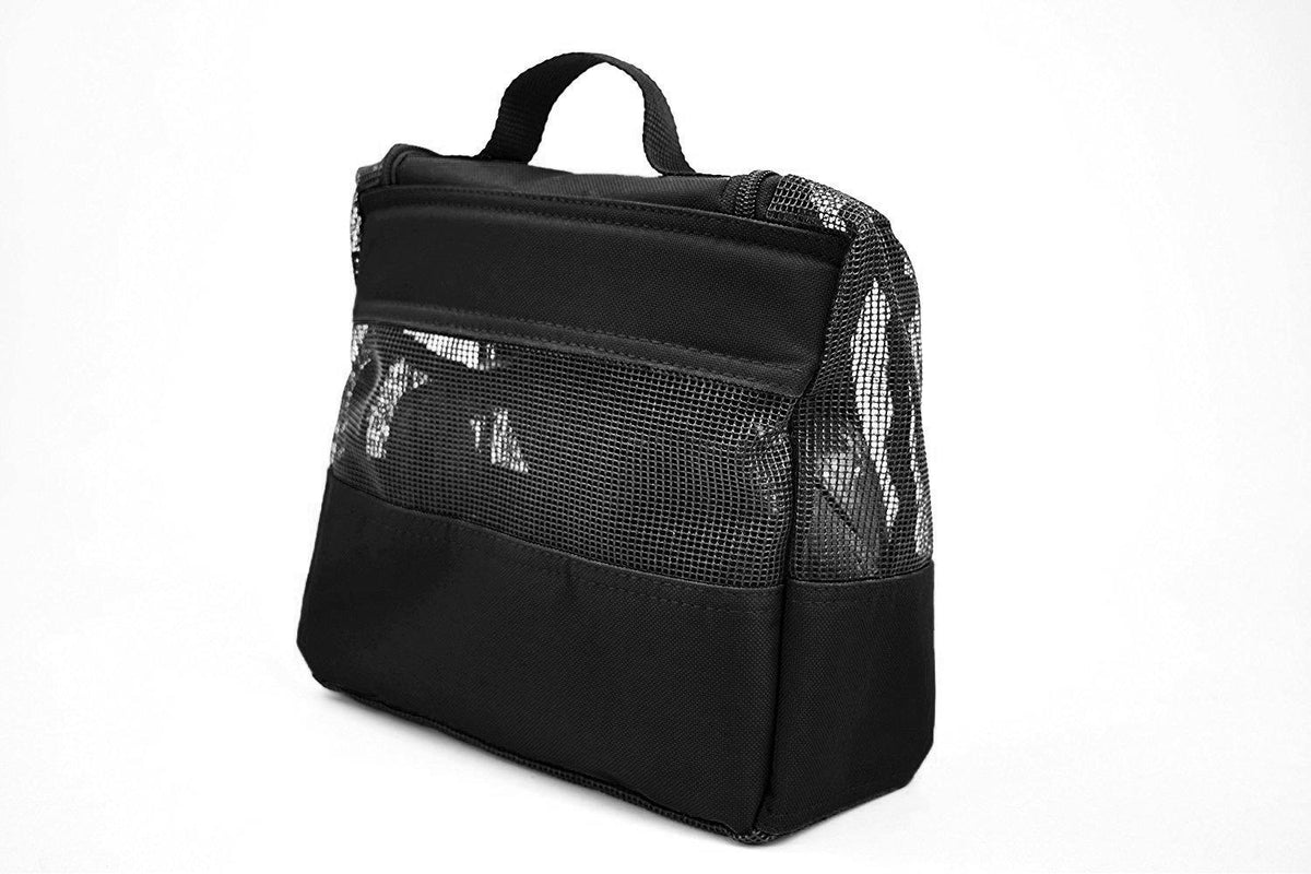 The Fine Living Co. Portable Hanging Shower Caddy Organizer Bag (Free Toiletries Case Metal Hook) Quick Dry Mesh Shower Caddy Tote Bag Pouch For Bathroom College Dorm Camp Gym Camping 10”x4”x8”(Black)