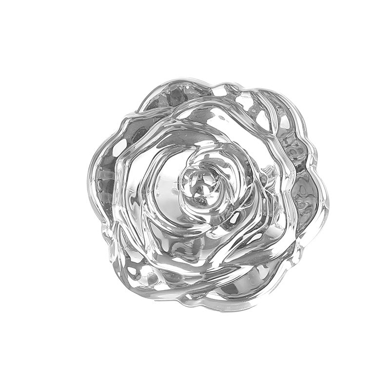 Portable Folding Mirror With Electroplated Rose Design