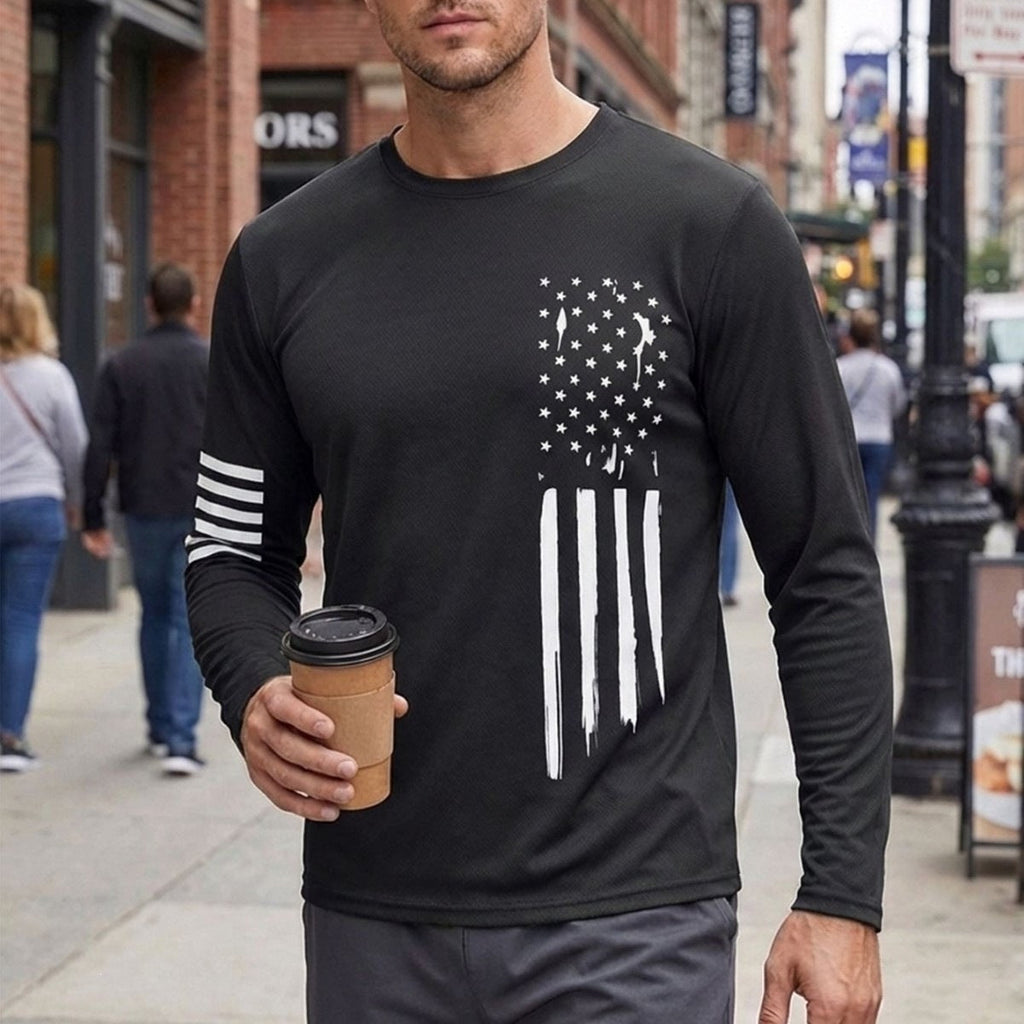Mens Outdoor Casual Sporty Crew-neck Long-sleeve