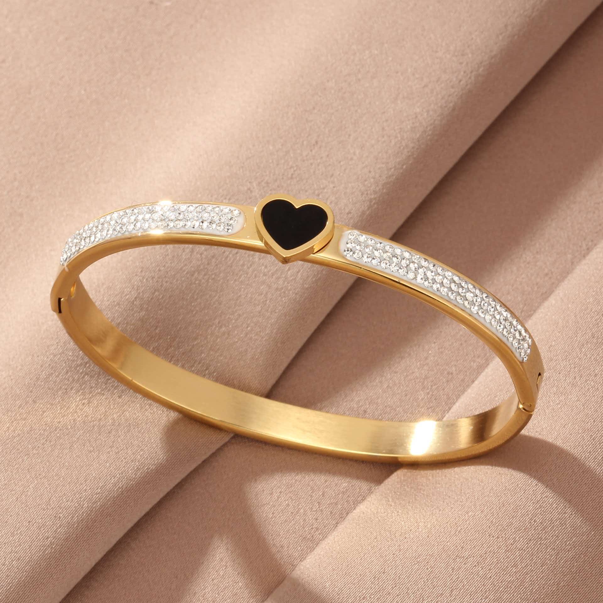 Stainless Steel Inlaid Rhinestone Buckle Bracelet