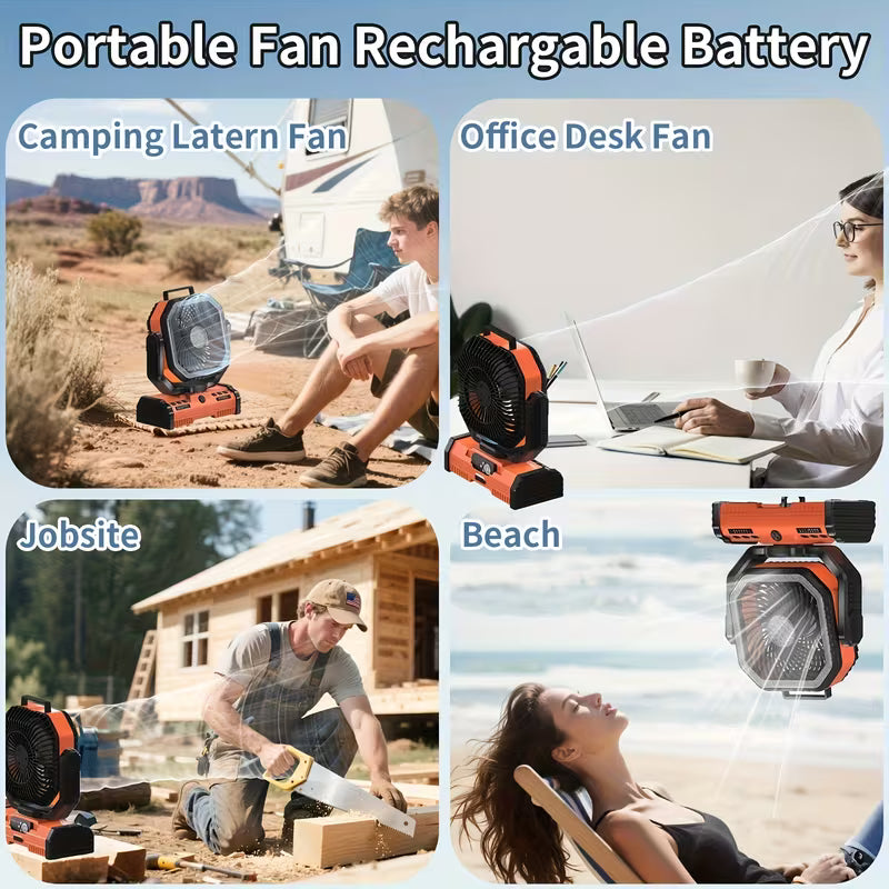 12-Inch Portable Camping Fan with LED Light