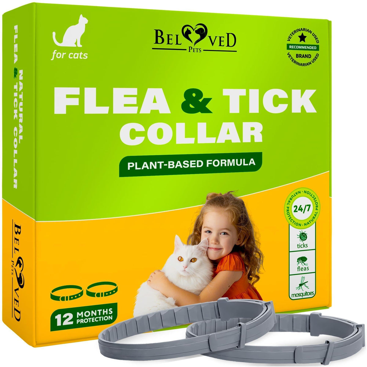 Flea & Tick Collar for Cats 12-Month Protection Essential Oil 1 Count