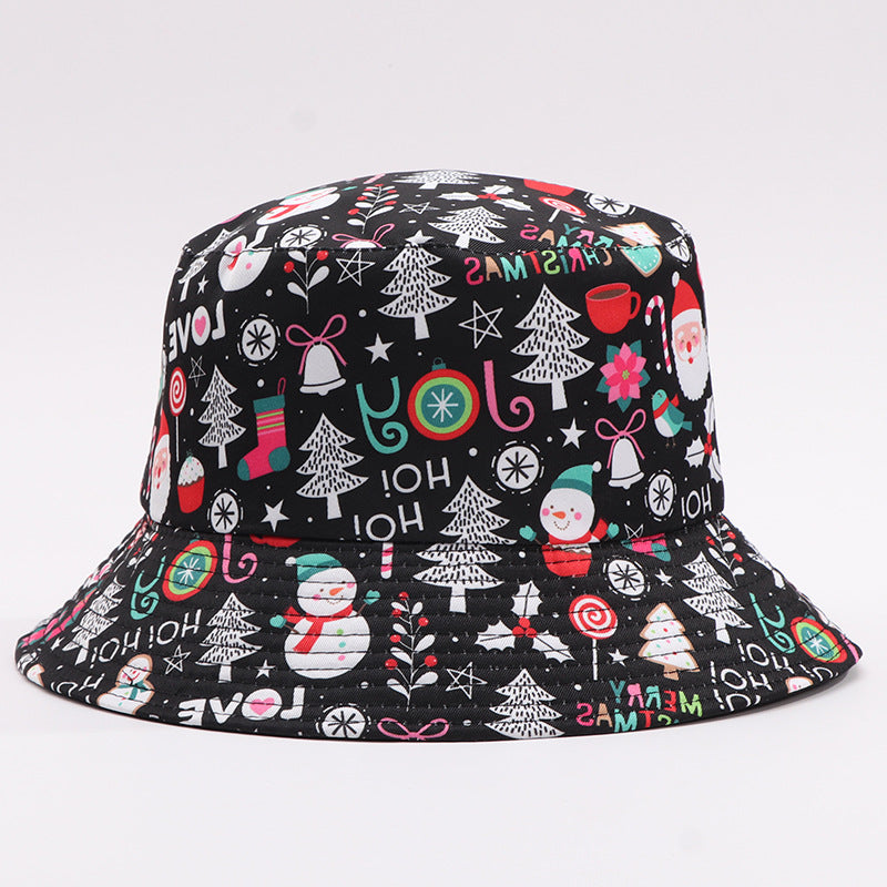 European And American Digital-print Bell-shaped Reindeer Bucket Hat
