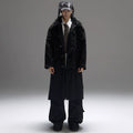 Color-block Design Over-the-knee Trench Coat Silhouette Plus-thick Cotton Coat
