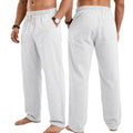 Mens Linen Casual Straight-Leg Trousers