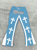 Retro Letter Print Mens Loose Casual Pants