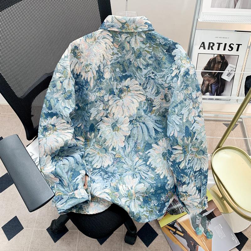 American-style Floral Oil Painting Jacquard Casual Jacket With All-over Print