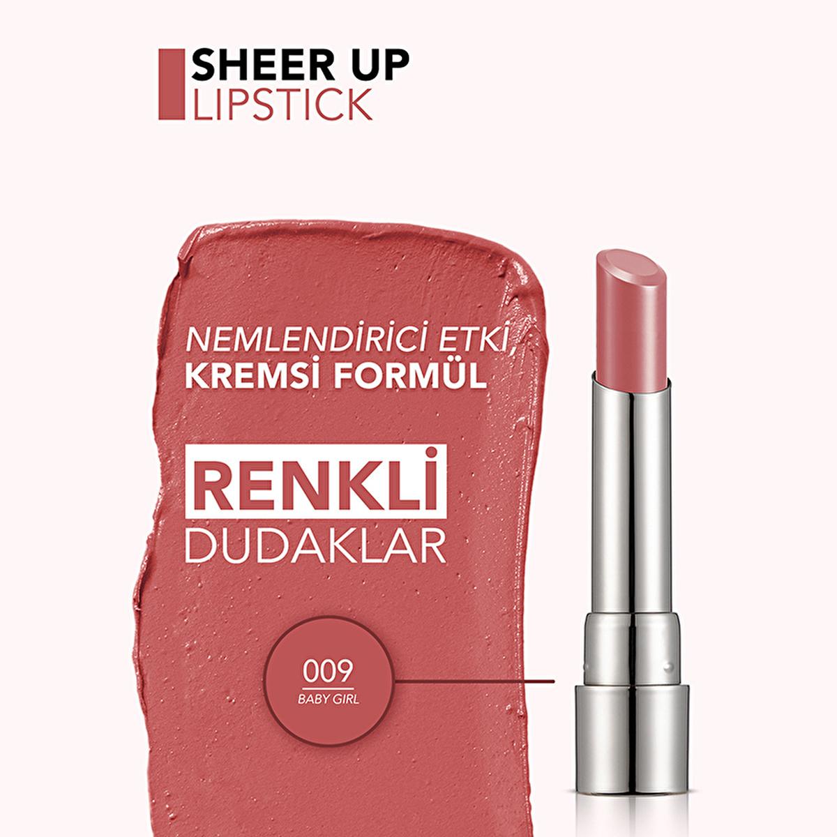 Flormar Sheer Up Baby Girl: Moisturizing Semi-Transparent Rose Lipstick for Natural, Glossy Lips - Hydrating, Lightweight Formula