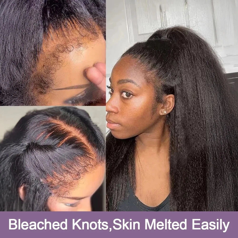 250% Density Kinky Straight Wig Made from Human Hair Featuring a 13X4 HD Lace Front Ideal for Women This Glueless Frontal Wig