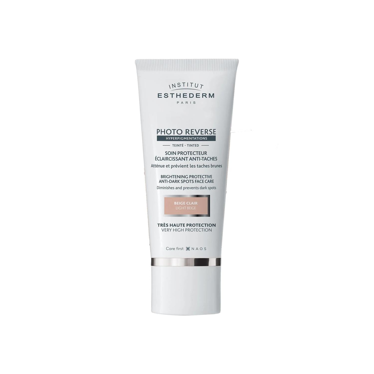 Esthederm Photo Reverse Tinted Light Beige High Protection Tinted Sunscreen - Prevents Sunburn, Enhances Complexion