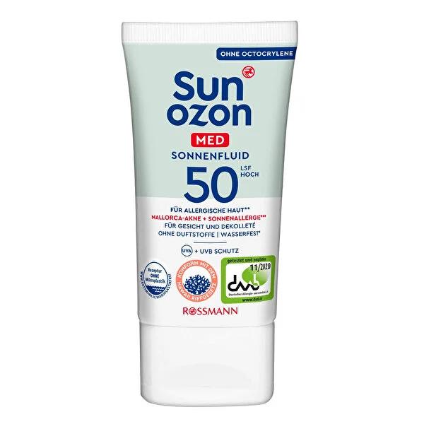 Sunozon MED 50SPF Dermatologically Tested Vegan Sunscreen Face Cream - UVA & UVB Protection, 1.69 fl oz