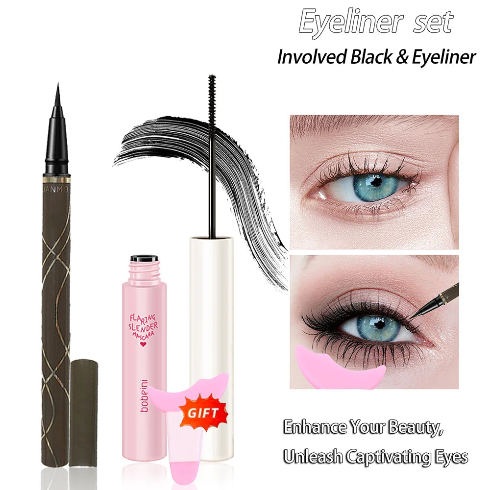 Silk Fiber Curling Mascara, Ultra-Fine Brush, Lengthening & Volumizing, Waterproof, Smudge-Proof, Long-Lasting, Unisex, Eye Safe