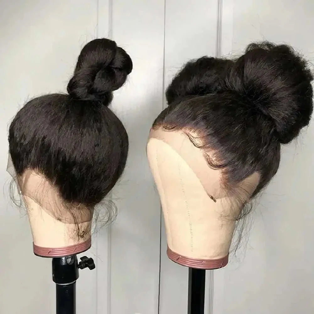 250% Density Kinky Straight Wig Made from Human Hair Featuring a 13X4 HD Lace Front Ideal for Women This Glueless Frontal Wig