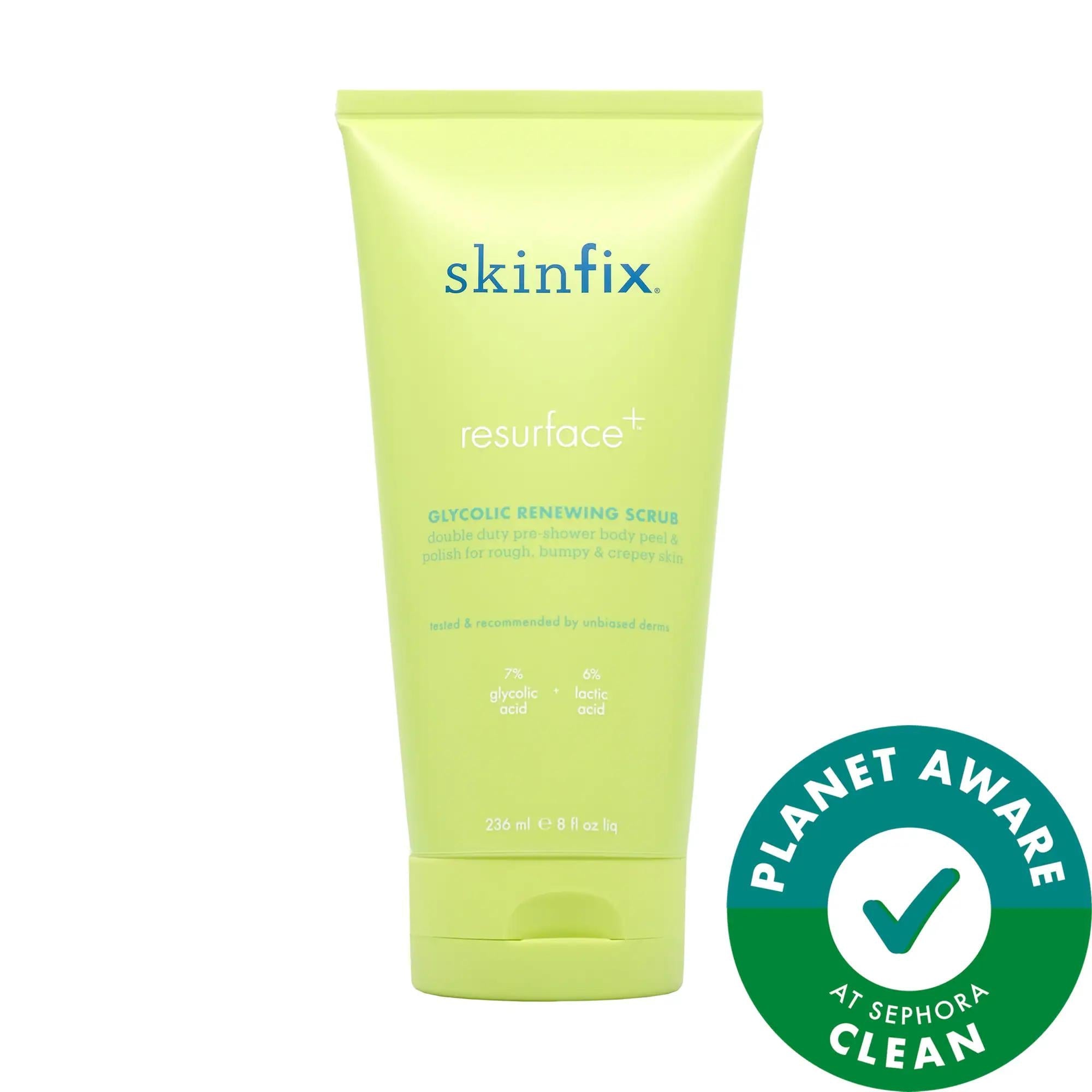Resurface+ Glycolic Lactic Acid Body Scrub: Renew, Brighten & Smooth Rough, Bumpy Skin | Vegan & Cruelty-Free Exfoliating AHA BHA Body Peel