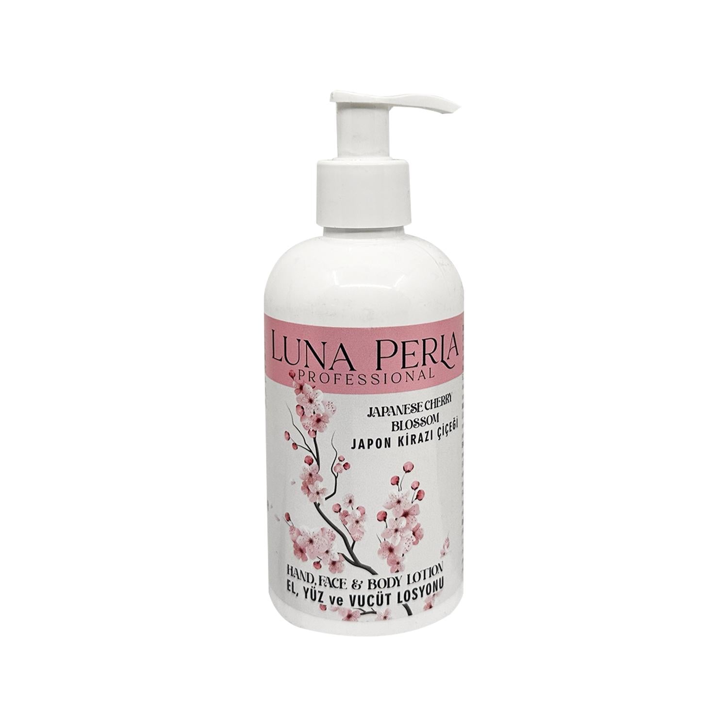 Luna Perla Professional Body Lotion - Japanese Cherry Blossom Scent, 250ml, Moisturizing & Hydrating for Hands, Face & Body