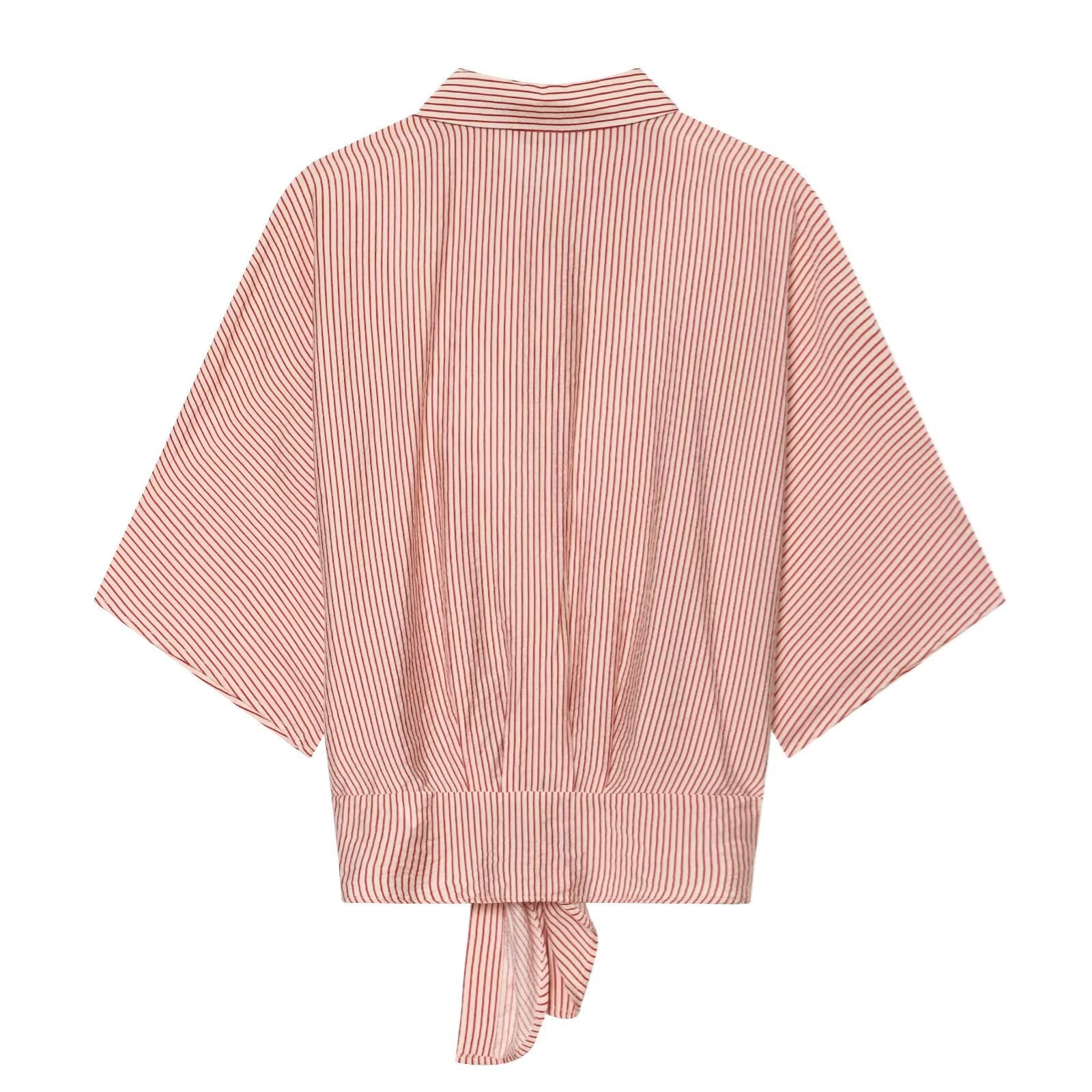 Versatile knot embellished striped shirt