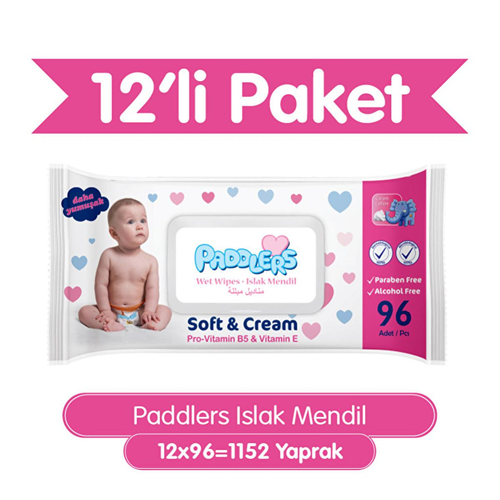 Paddlers Baby Wet Wipes - Soft, Gentle, and Convenient Hygiene Solution for Infants (96 x 12 Pack)