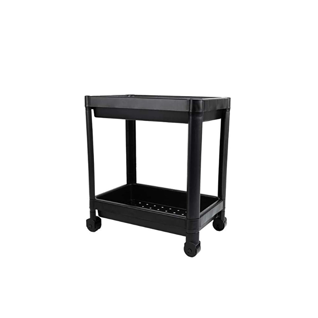 Decobella 2-Tier Wheeled Storage Cart - Kitchen & Bathroom Organizer, Durable Plastic, Easy Assembly