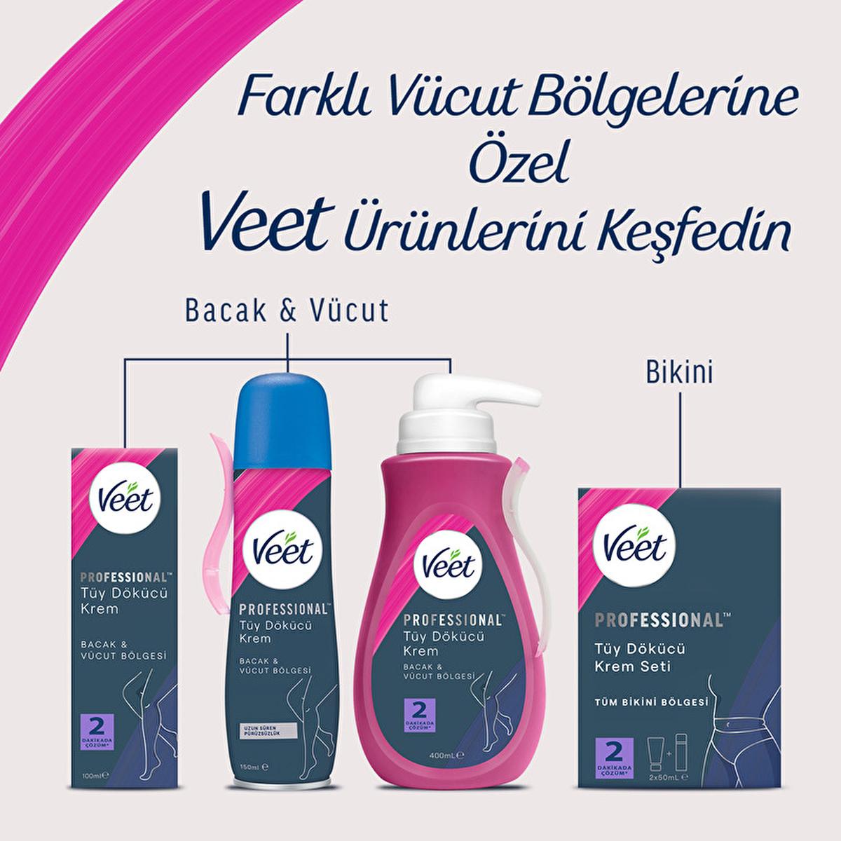 Veet Professional Bikini Hair Removal Cream Set: Gentle, Moisturizing, & Effective for Sensitive Skin - Includes Shea Butter & Exfoliating Foam