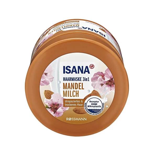 Isana Hair Mask Three-in-One Almond Milk 8.45 fl oz - Nourishing, Silicone-Free Hair Care for Dry & Damaged Hair